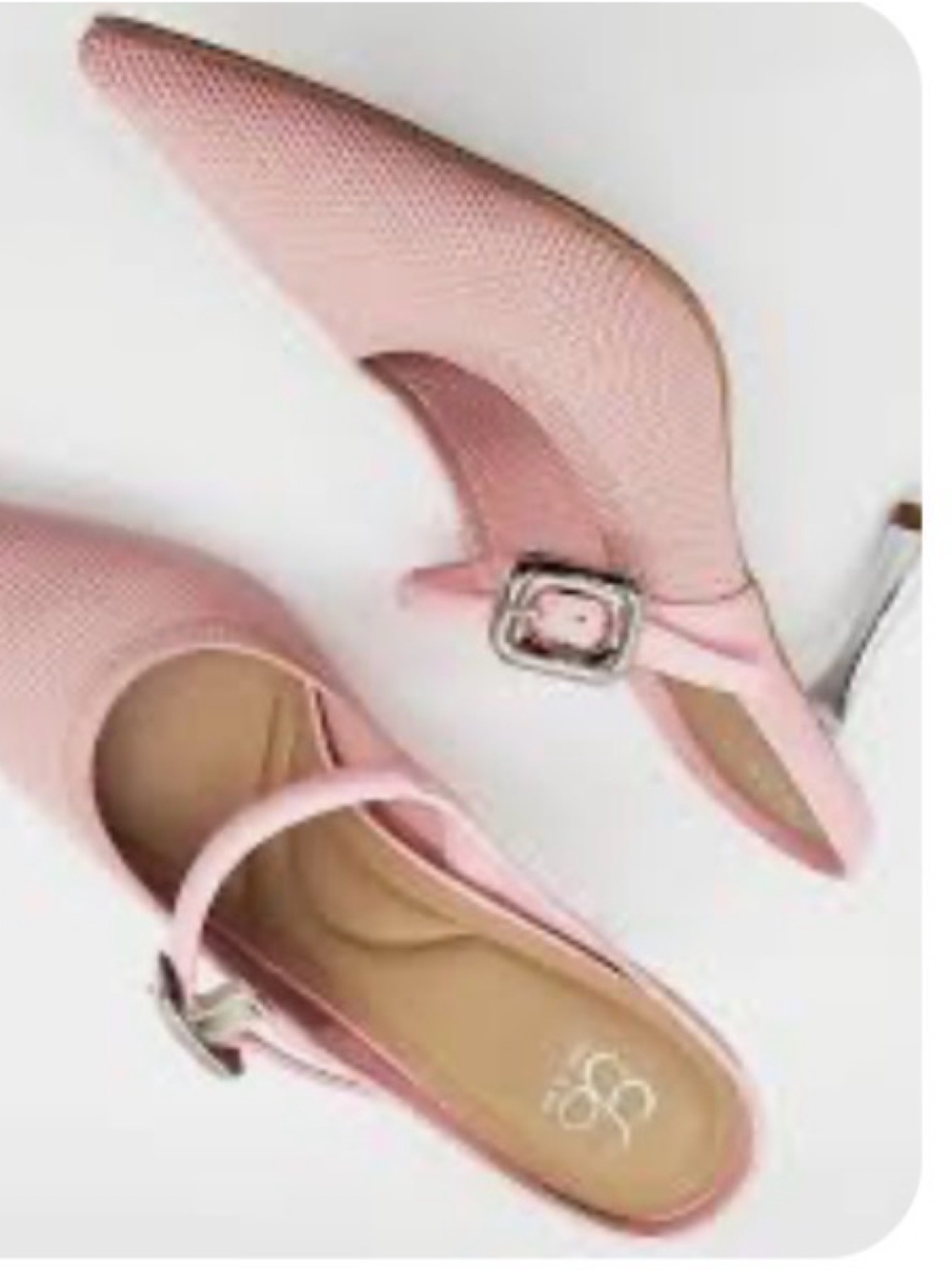 Pointed Mary Jane Heels in Soft Pink with Buckle